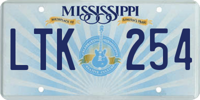 MS license plate LTK254