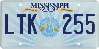 MS license plate LTK255