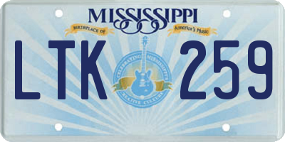 MS license plate LTK259