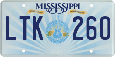 MS license plate LTK260