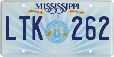 MS license plate LTK262