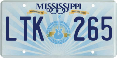 MS license plate LTK265