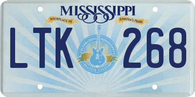 MS license plate LTK268