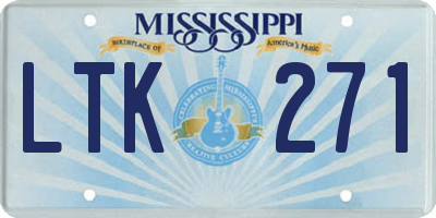 MS license plate LTK271