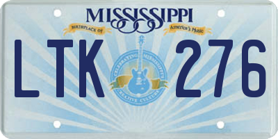 MS license plate LTK276