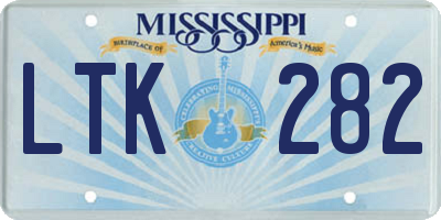 MS license plate LTK282