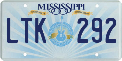 MS license plate LTK292