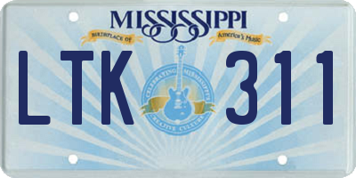 MS license plate LTK311