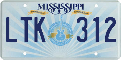 MS license plate LTK312