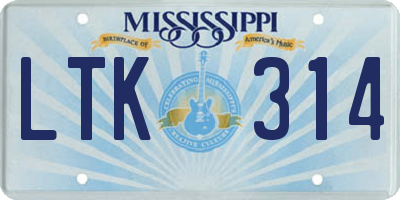 MS license plate LTK314