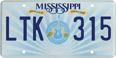 MS license plate LTK315