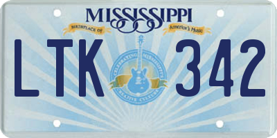 MS license plate LTK342