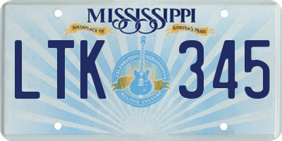 MS license plate LTK345
