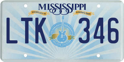 MS license plate LTK346