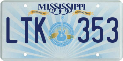 MS license plate LTK353