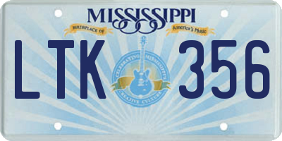 MS license plate LTK356
