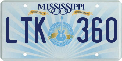 MS license plate LTK360