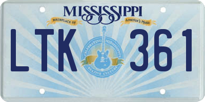 MS license plate LTK361