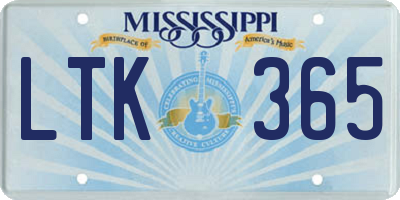 MS license plate LTK365