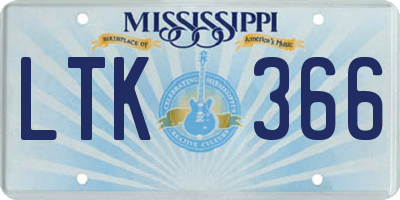 MS license plate LTK366