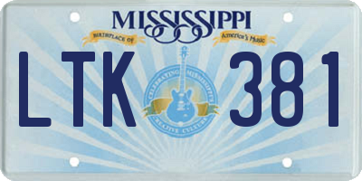 MS license plate LTK381