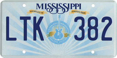 MS license plate LTK382