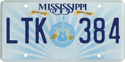 MS license plate LTK384