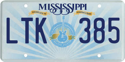 MS license plate LTK385