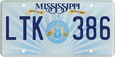 MS license plate LTK386