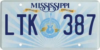 MS license plate LTK387