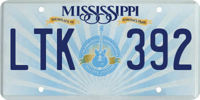 MS license plate LTK392