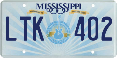 MS license plate LTK402