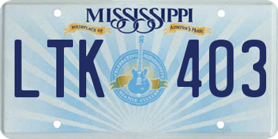 MS license plate LTK403