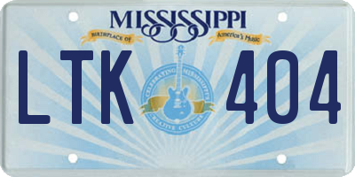 MS license plate LTK404