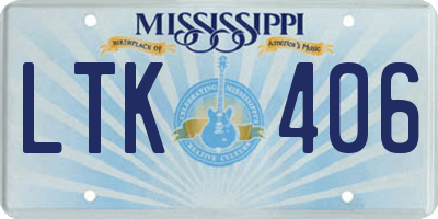 MS license plate LTK406