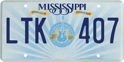 MS license plate LTK407