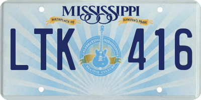 MS license plate LTK416