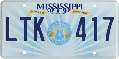 MS license plate LTK417