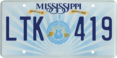 MS license plate LTK419