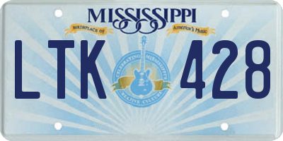 MS license plate LTK428