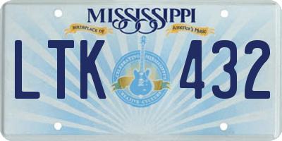 MS license plate LTK432