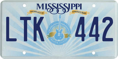 MS license plate LTK442