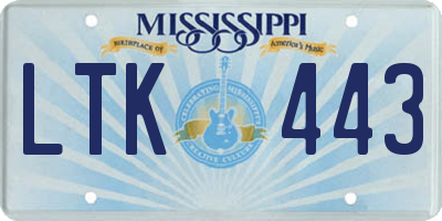 MS license plate LTK443