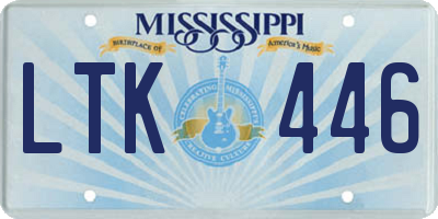 MS license plate LTK446