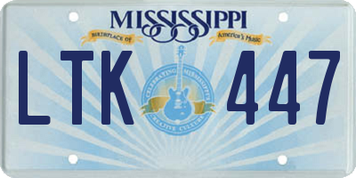 MS license plate LTK447