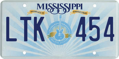 MS license plate LTK454