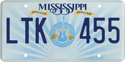 MS license plate LTK455