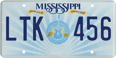 MS license plate LTK456