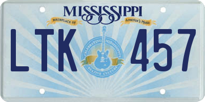 MS license plate LTK457