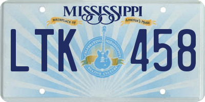 MS license plate LTK458